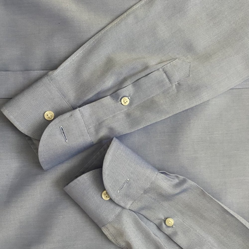 Light Blue Buttoned Down men's dress shirt size slim fit non-iron 14.5 / 34 - Picture 5 of 6
